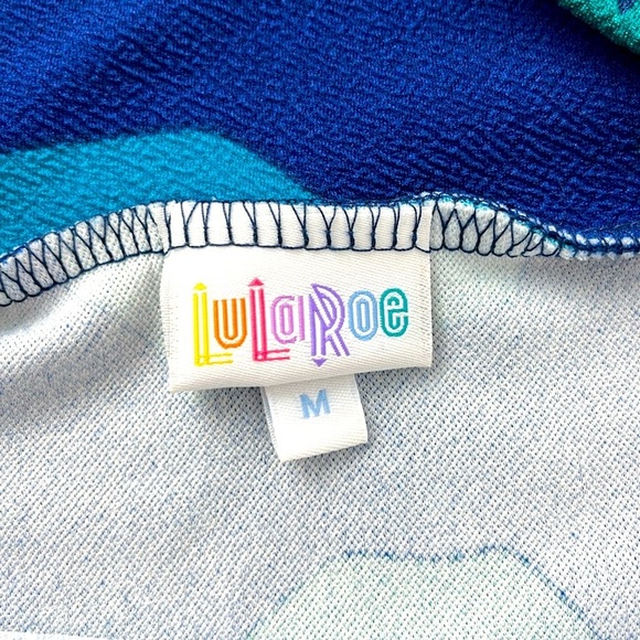 NWT LuLaRoe Cassie Pencil Skirt Daisy Flowers 70's Size Medium Blue Green - Picture 3 of 9